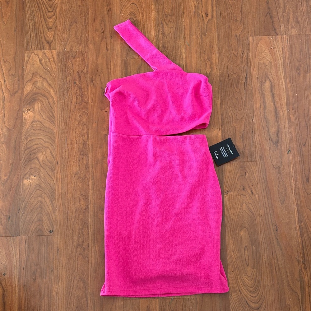 Lulu's Bright Pink One-Shoulder Dress